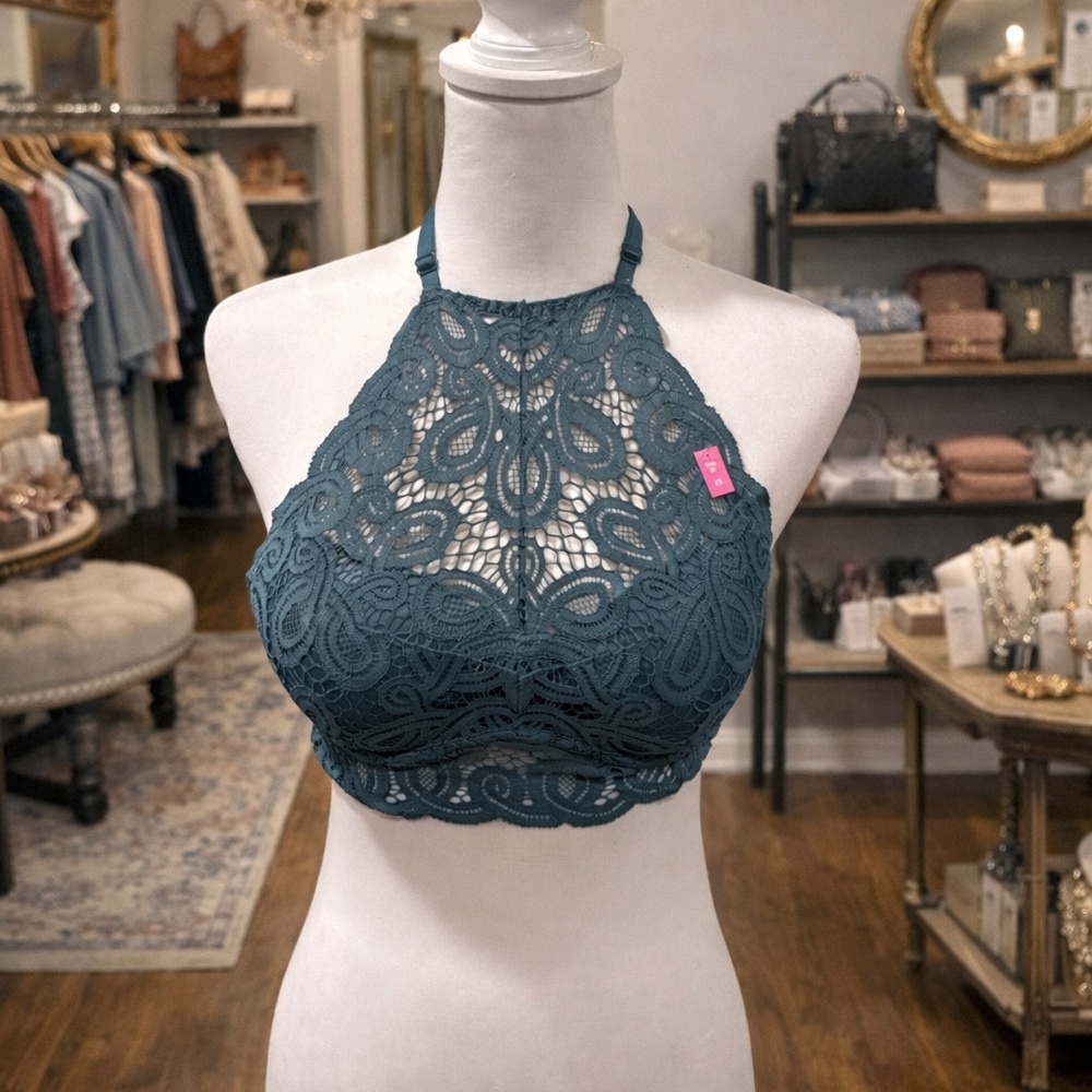 Victoria’s Secret Push-UpTeal Lace Halter Bralette